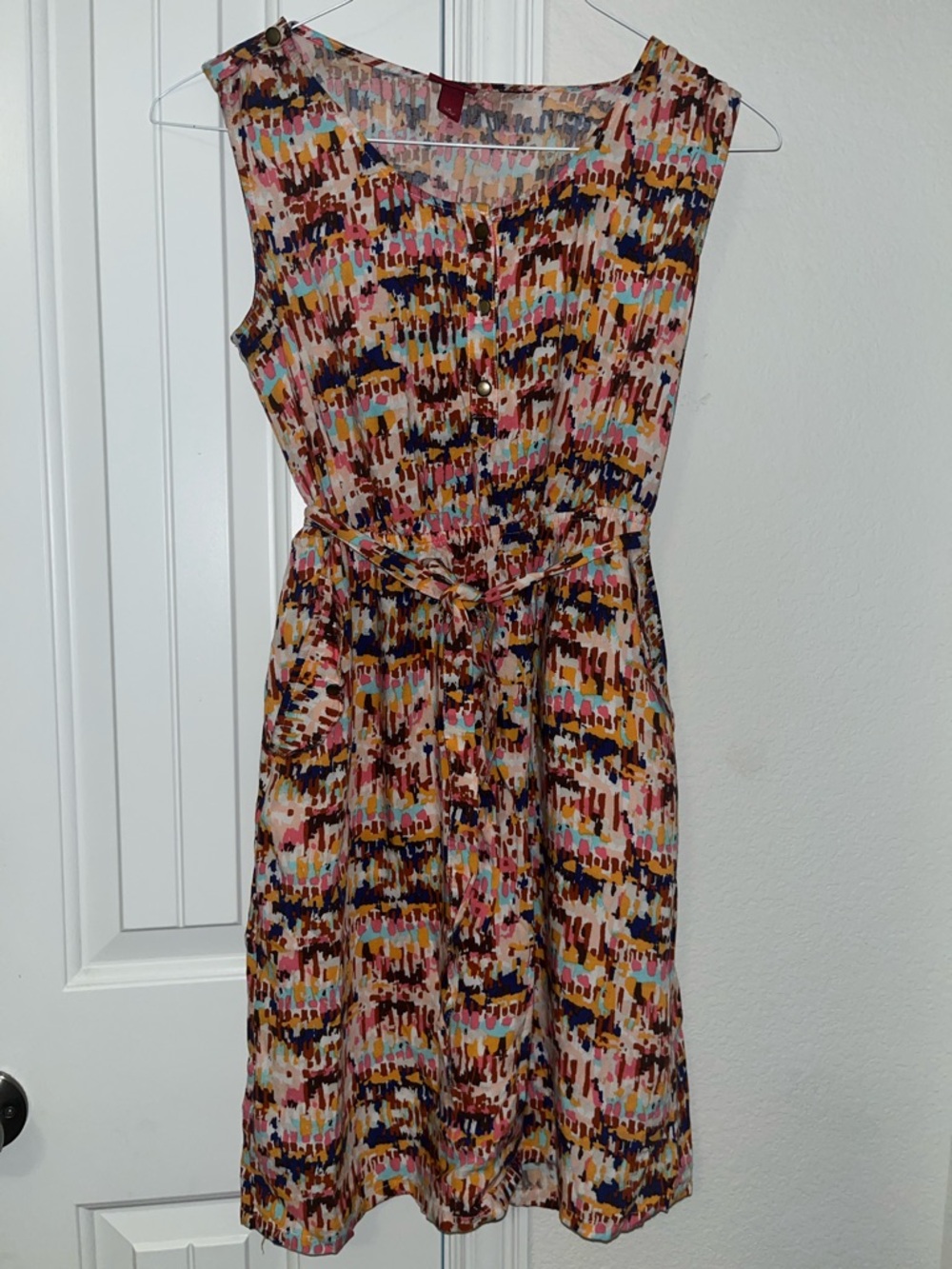 Merona Multicolor Sleeveless Midi Dress with Self Tie